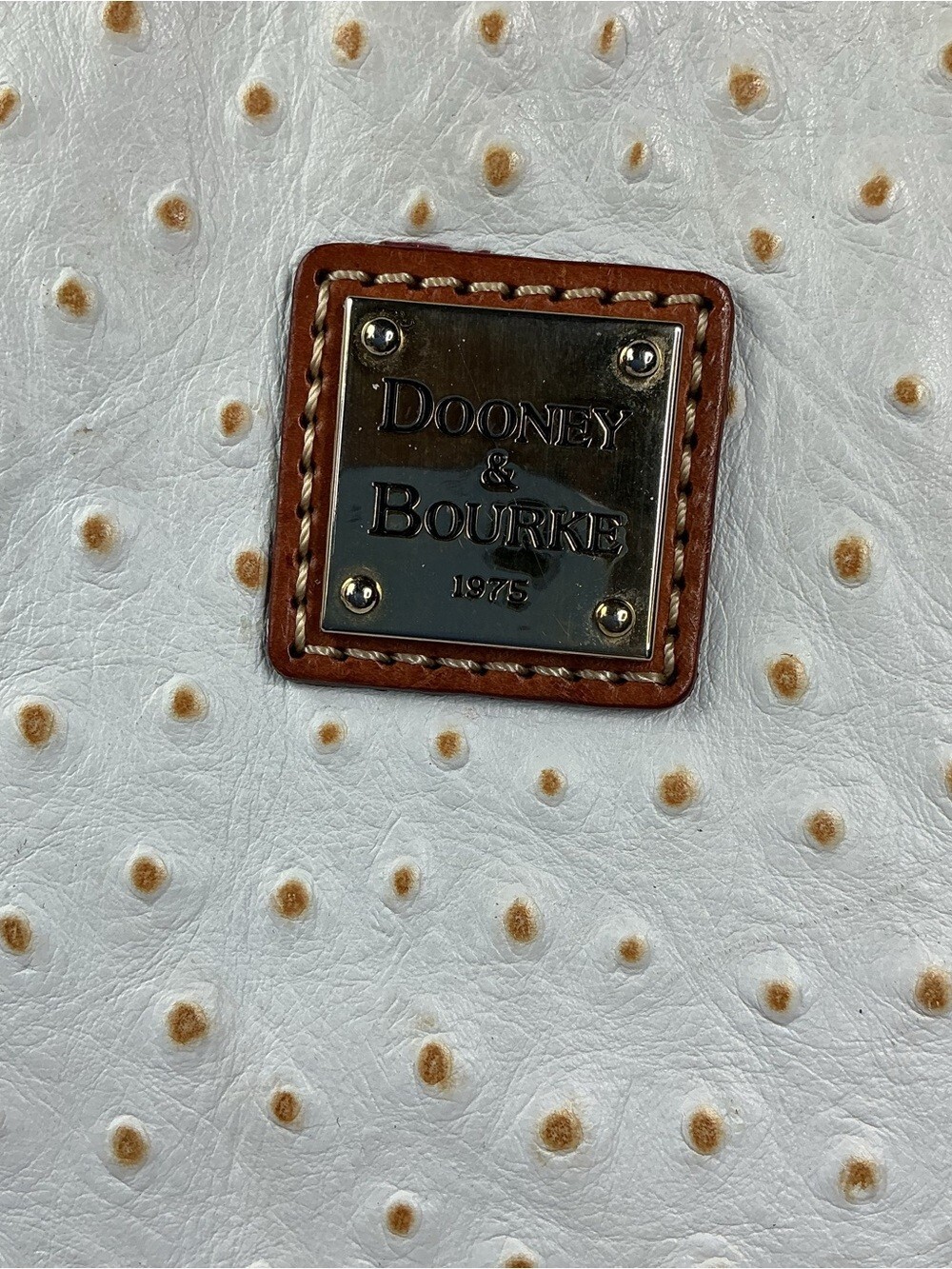 ★ Dooney & Bourke Ostrich Lexington Tote Bone Brown Leather Shoulder Bag - Picture 3 of 12